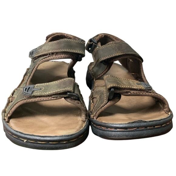 Jousen Mens 13 Brown Sandals Faux Leather Open Toe Hook Loop & Fastener Shoes - Picture 5 of 9